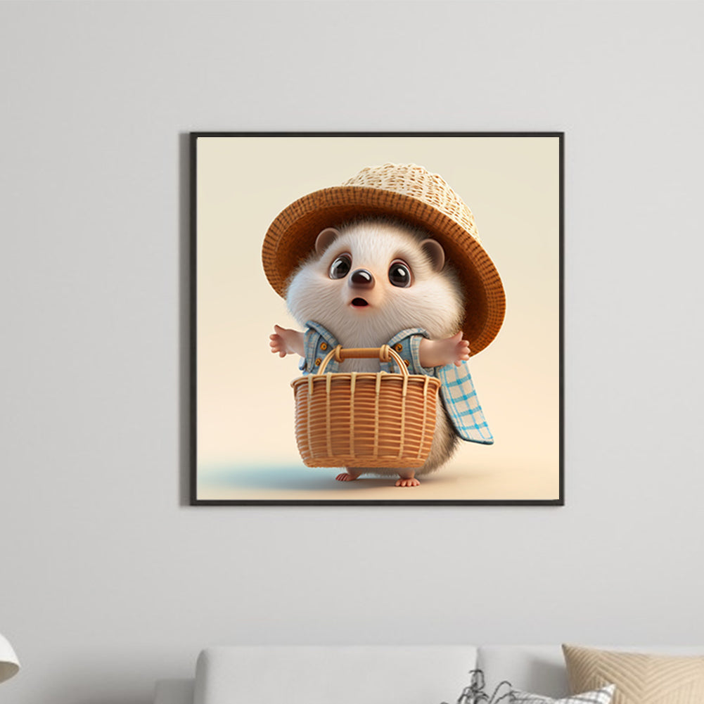 Little Hedgehog In Plaid Shirt-O630*30cm(canvas) full-round drill diamond painting