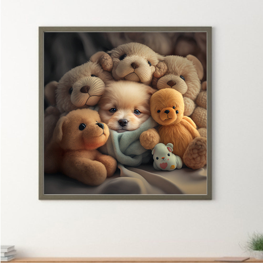 Puppies And Dolls-O630*30cm(canvas) full-round drill diamond painting