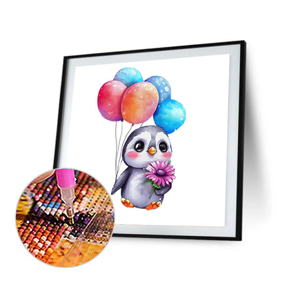 Penguins And Flowers-O630*30cm(canvas) full-round drill diamond painting