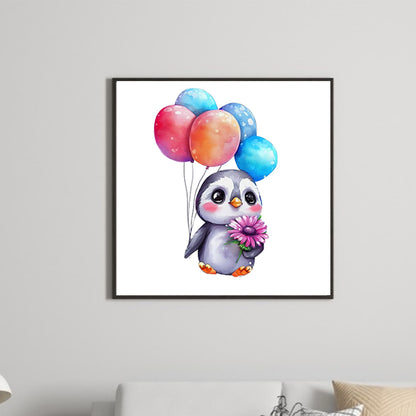 Penguins And Flowers-O630*30cm(canvas) full-round drill diamond painting