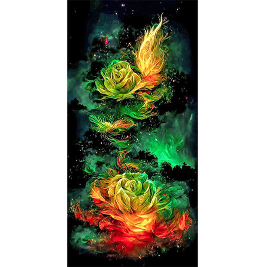 Fluorescent Rose Flower-O640*70cm(canvas) full-round drill diamond painting