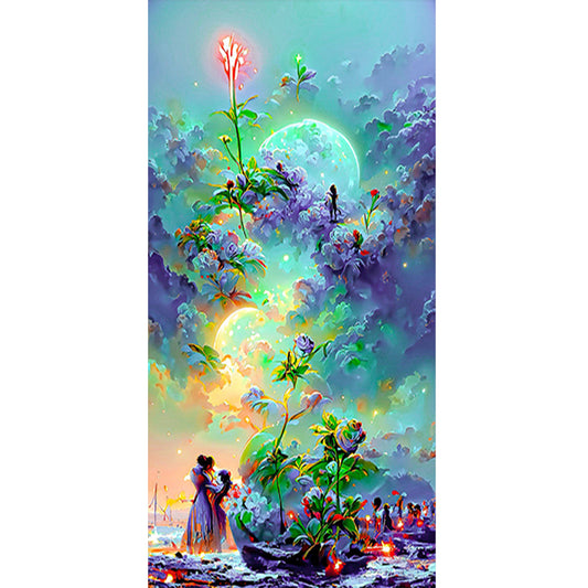 Flower Dance Under The Moon-O640*70cm(canvas) full-round drill diamond painting