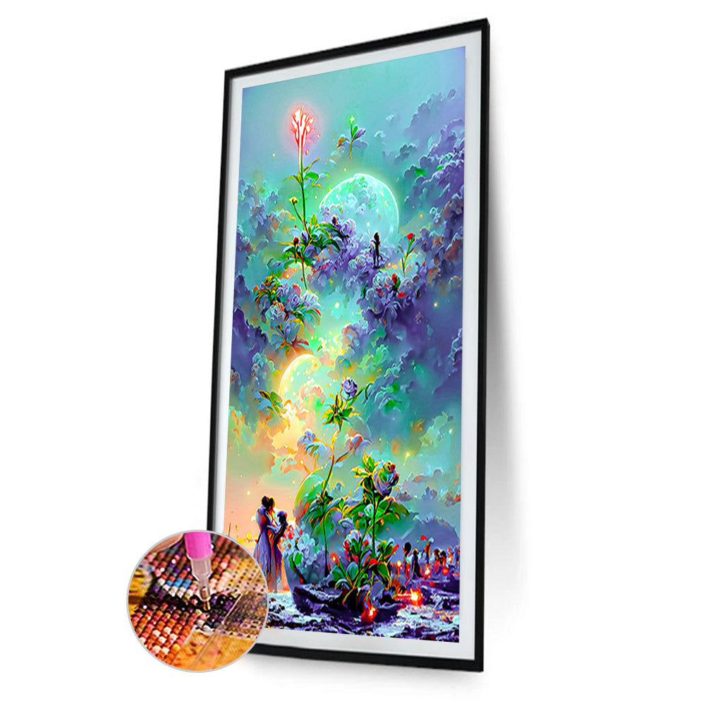 Flower Dance Under The Moon-O640*70cm(canvas) full-round drill diamond painting