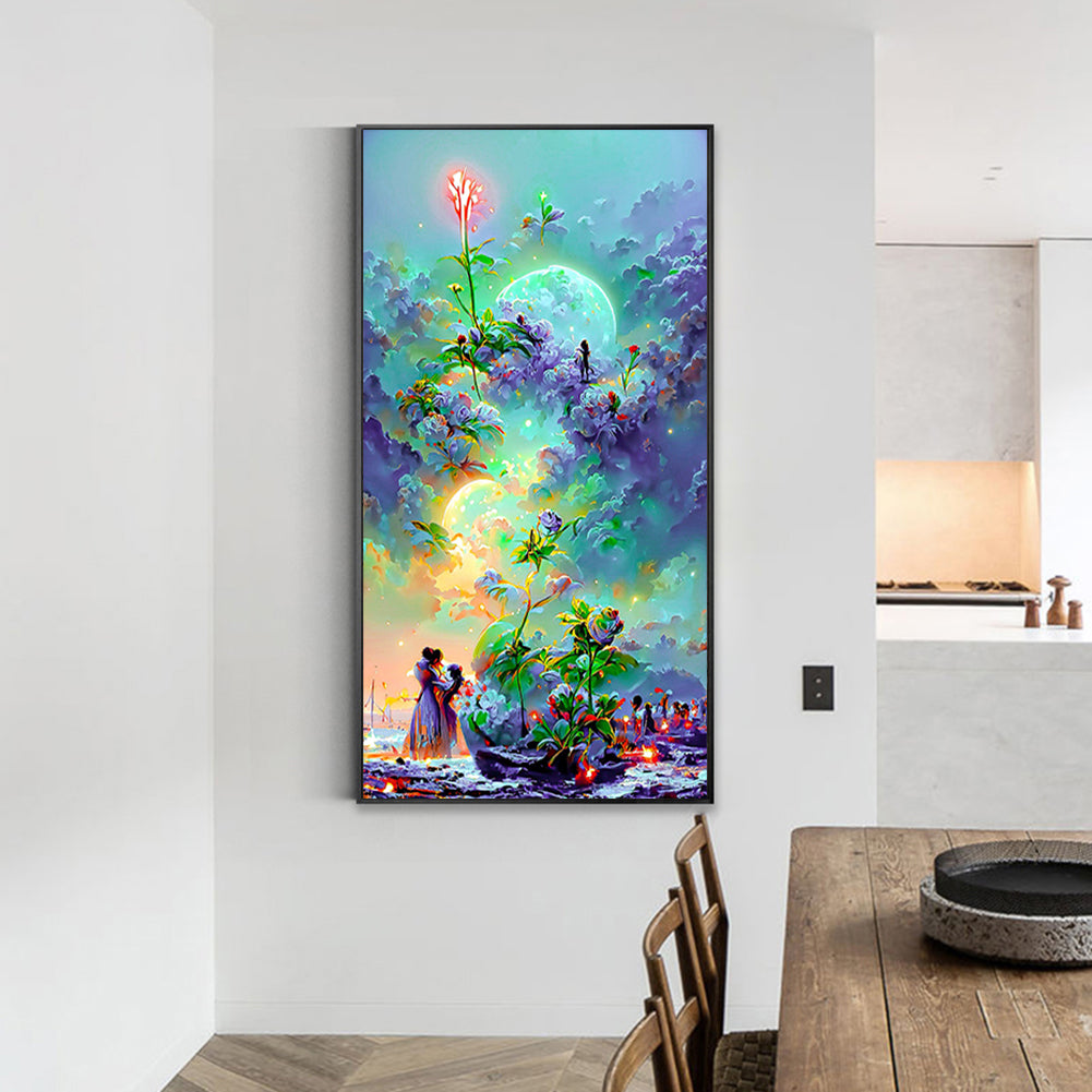 Flower Dance Under The Moon-O640*70cm(canvas) full-round drill diamond painting