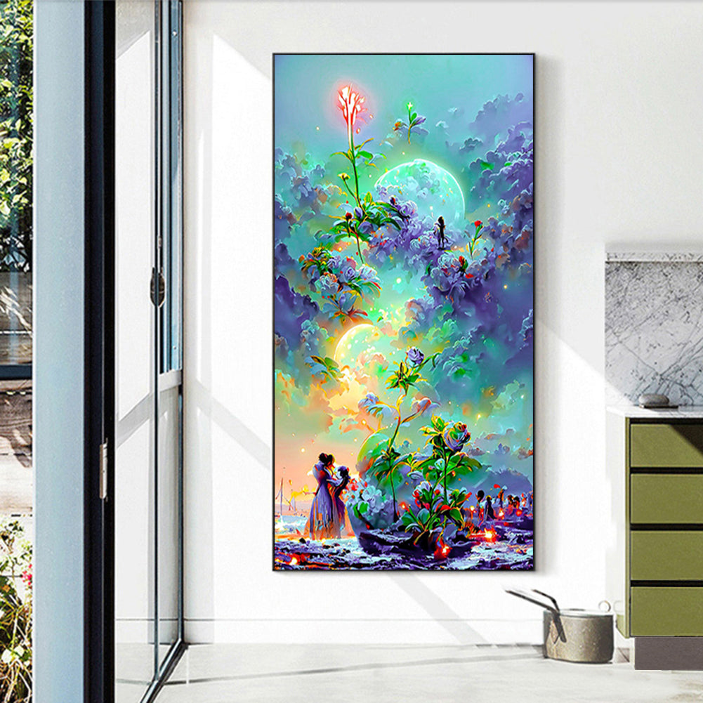 Flower Dance Under The Moon-O640*70cm(canvas) full-round drill diamond painting