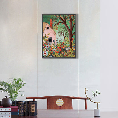 House Hidden In The Woods-O630*40cm(canvas) full-round drill diamond painting