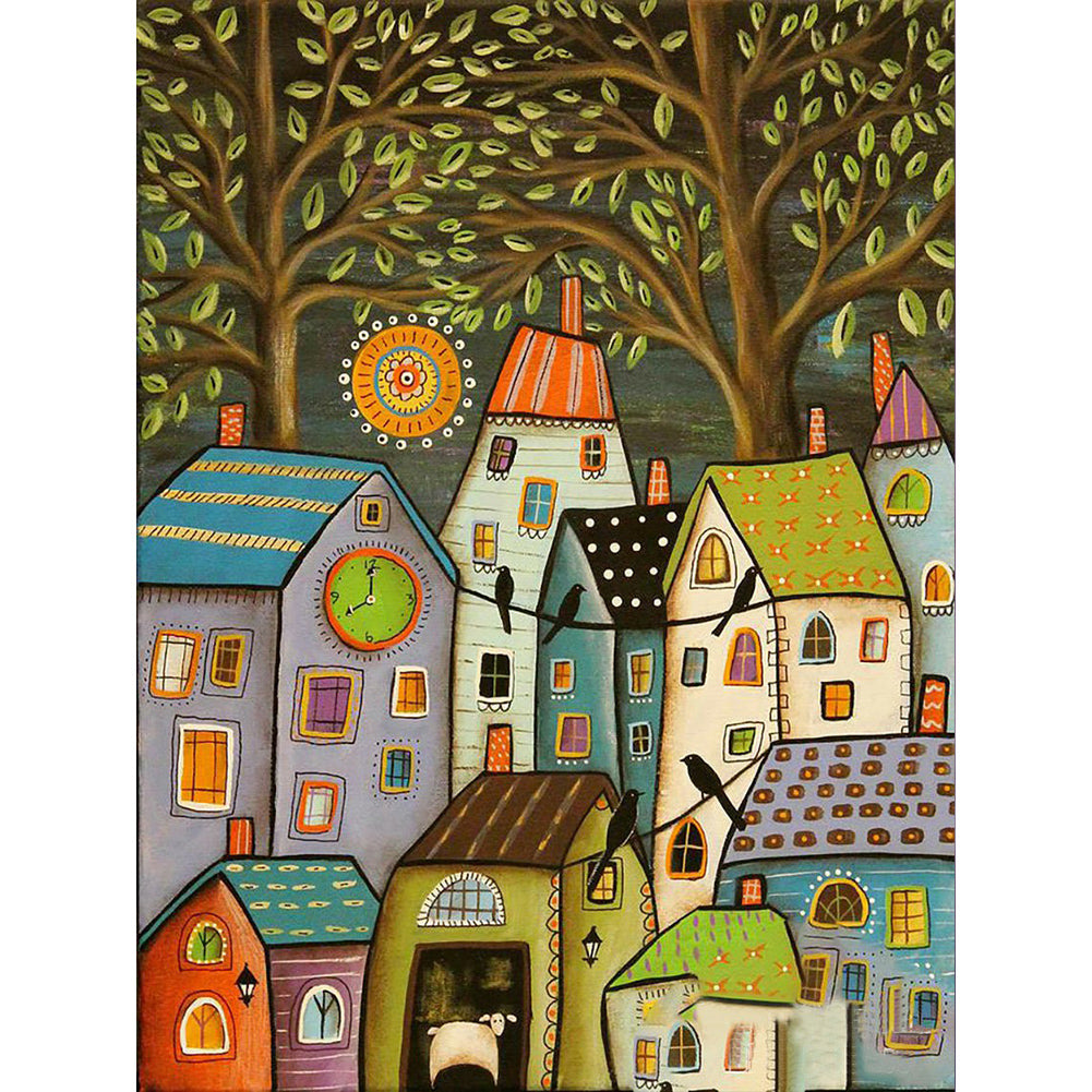 House In The Heart Of The Forest-O630*40cm(canvas) full-round drill diamond painting