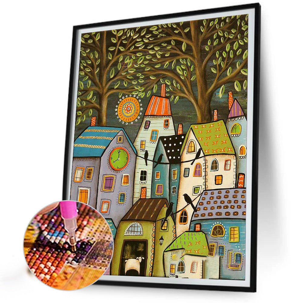 House In The Heart Of The Forest-O630*40cm(canvas) full-round drill diamond painting