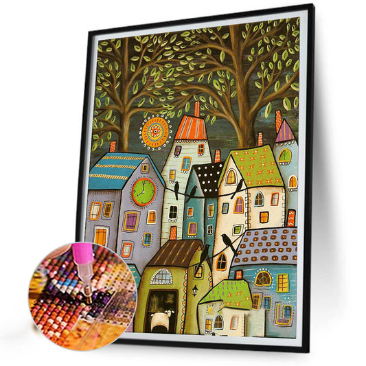 House In The Heart Of The Forest-O630*40cm(canvas) full-round drill diamond painting