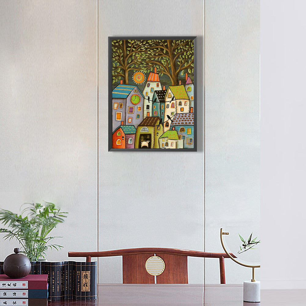 House In The Heart Of The Forest-O630*40cm(canvas) full-round drill diamond painting