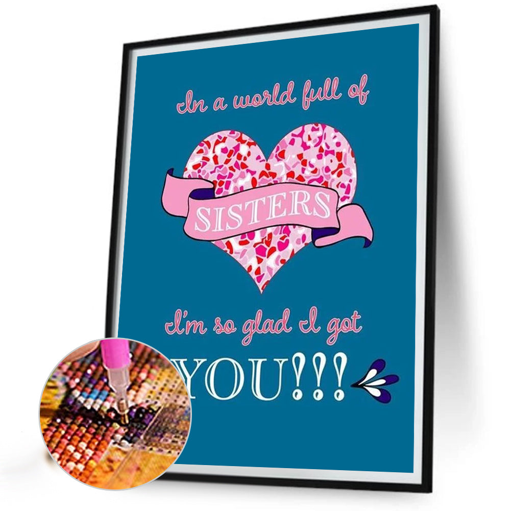 Sister Love Calligraphy And Painting 30*40Ccm(canvas) full round drill diamond painting