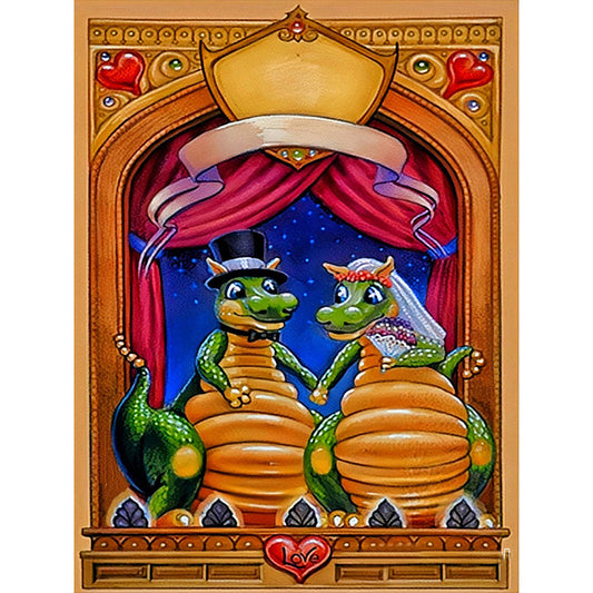 Wedding Of Two Dinosaurs-O630*40cm(canvas) full-round drill diamond painting