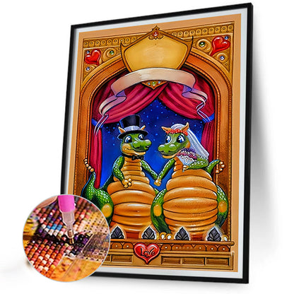 Wedding Of Two Dinosaurs-O630*40cm(canvas) full-round drill diamond painting