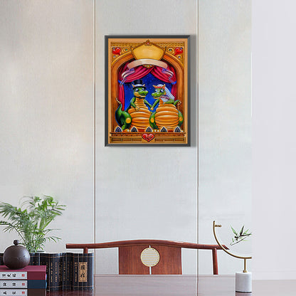 Wedding Of Two Dinosaurs-O630*40cm(canvas) full-round drill diamond painting