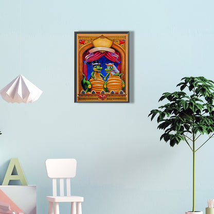 Wedding Of Two Dinosaurs-O630*40cm(canvas) full-round drill diamond painting