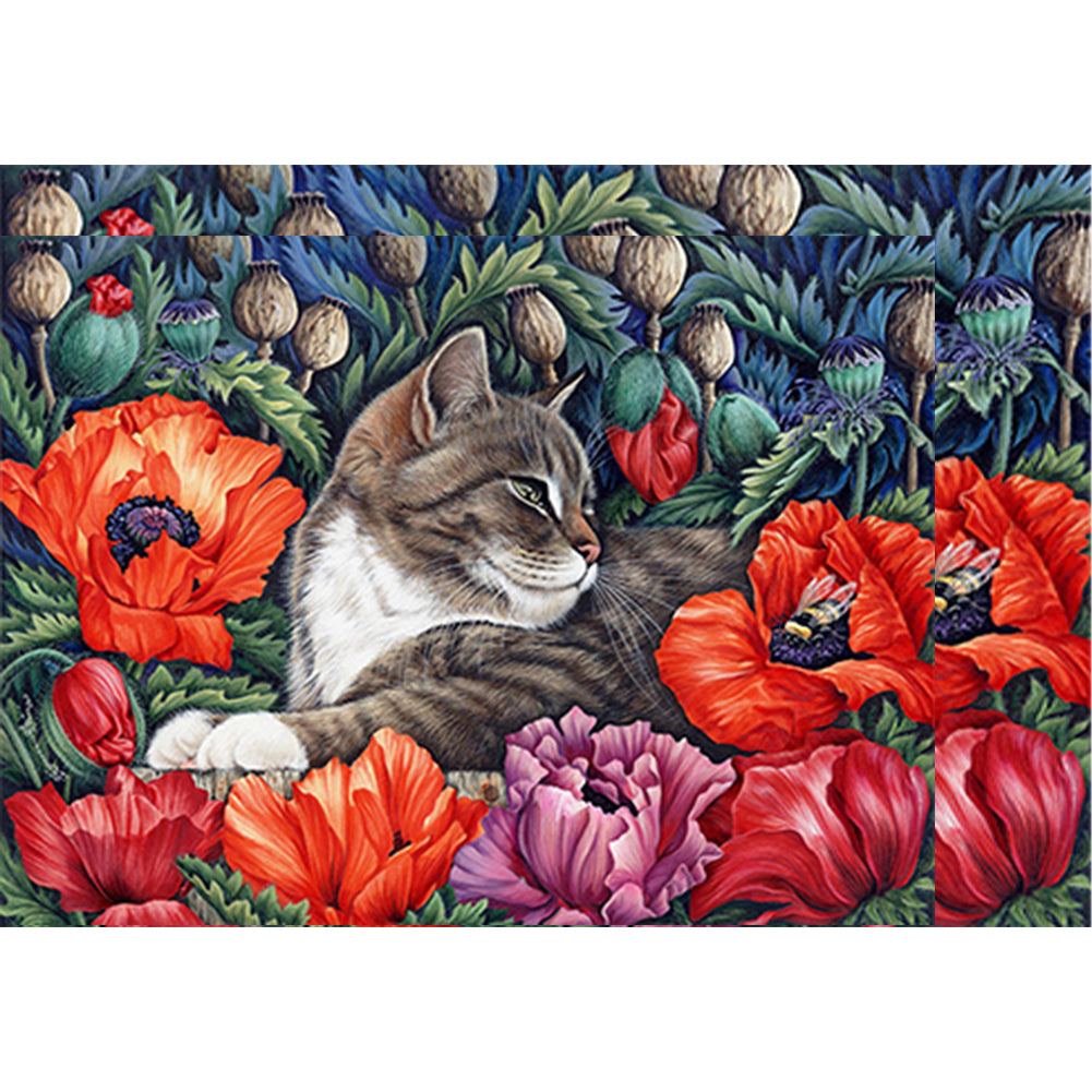 Rest Cat 40*30Ccm(canvas) full round drill diamond painting