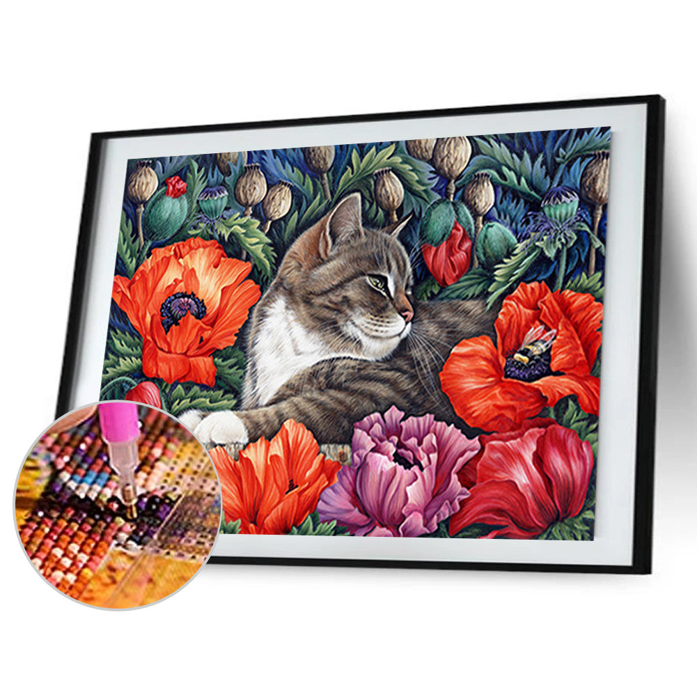 Rest Cat 40*30Ccm(canvas) full round drill diamond painting