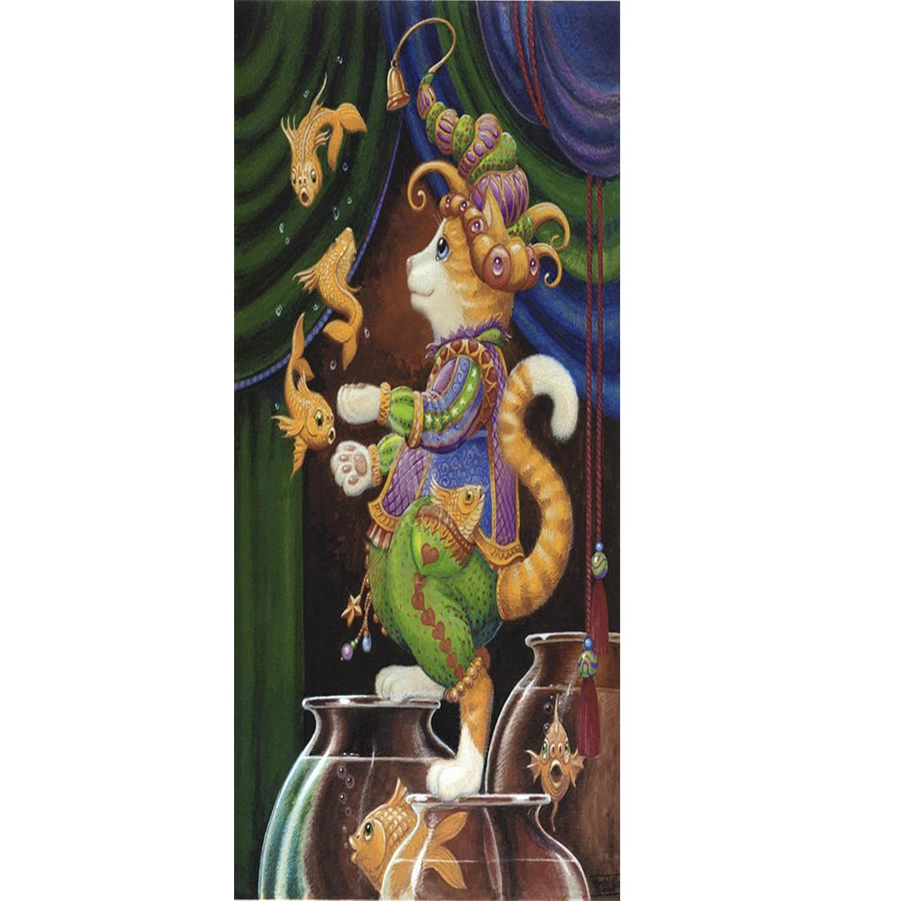 Cat Playing 30*70Ccm(canvas) full round drill diamond painting