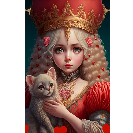 Hug Cat Girl 30*50Ccm(canvas) full round drill diamond painting