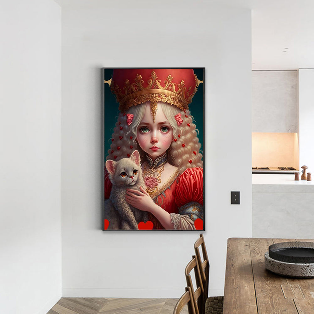 Hug Cat Girl 30*50Ccm(canvas) full round drill diamond painting