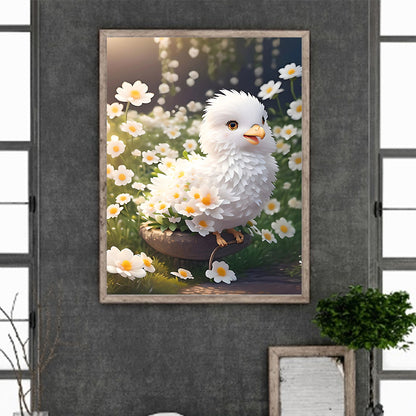 Chicken In Flower Basket 30*40Ccm(canvas) full round drill diamond painting