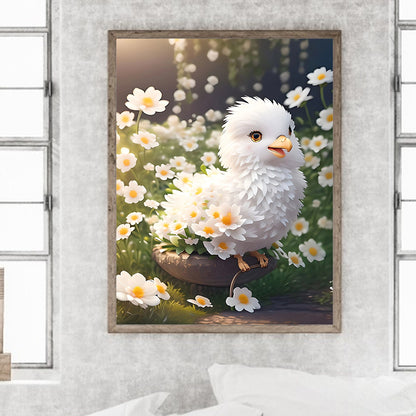 Chicken In Flower Basket 30*40Ccm(canvas) full round drill diamond painting