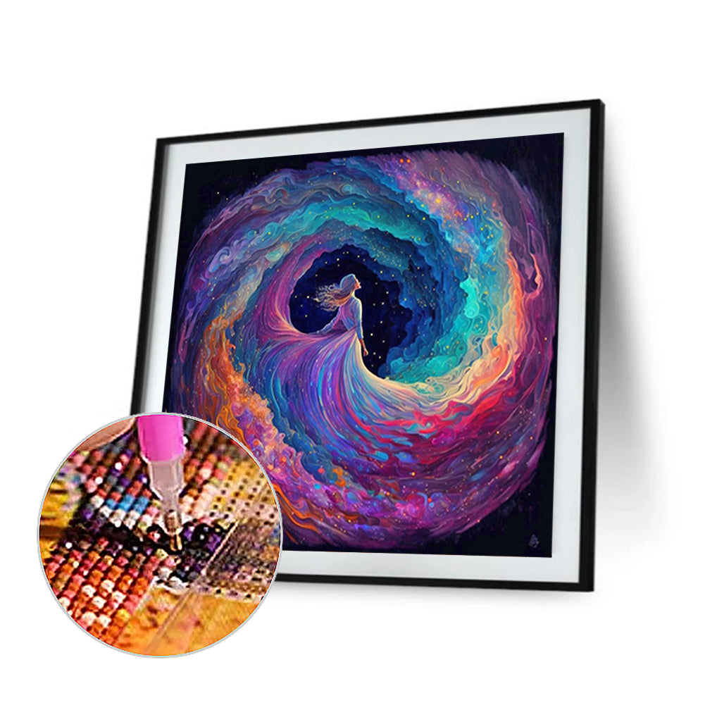 Girl Surrounded By Colorful Clouds-O630*30cm(canvas) full-round drill diamond painting