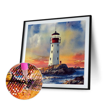 Cross Sea Lighthouse 30*30Ccm(canvas) full round drill diamond painting