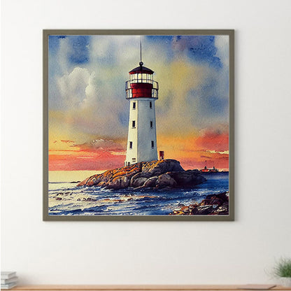 Cross Sea Lighthouse 30*30Ccm(canvas) full round drill diamond painting