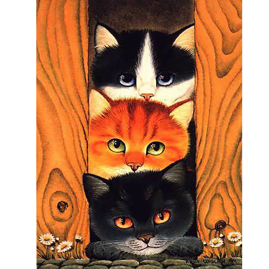 Cat Under The Door 30*40Ccm(canvas) full round drill diamond painting