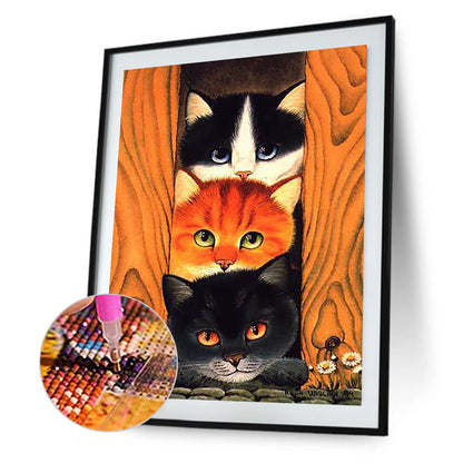 Cat Under The Door 30*40Ccm(canvas) full round drill diamond painting