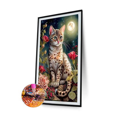 Cat Under The Moon 30*50Ccm(canvas) full round drill diamond painting