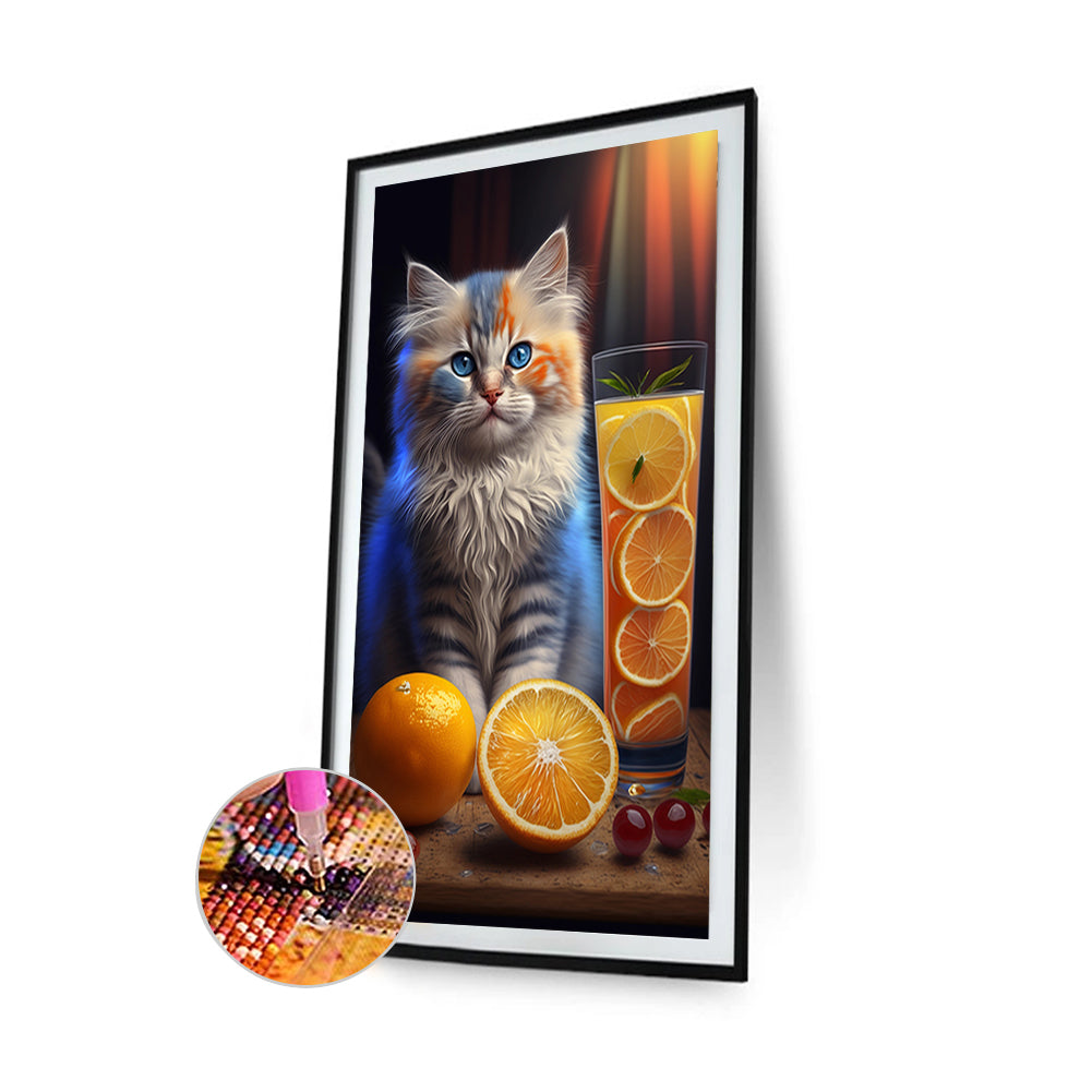 Cat And Orange 30*50Ccm(canvas) full round drill diamond painting