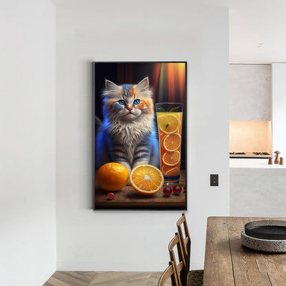 Cat And Orange 30*50Ccm(canvas) full round drill diamond painting