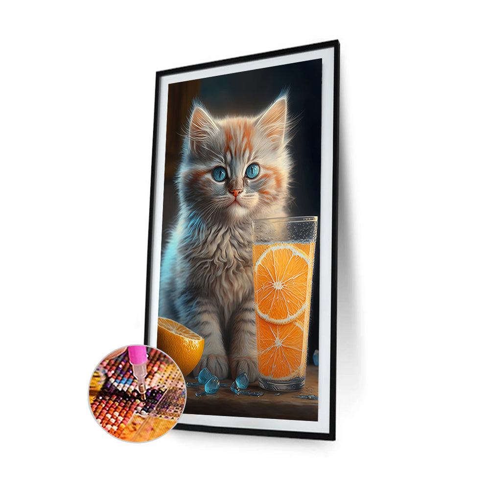 Cat And Orange 30*50Ccm(canvas) full round drill diamond painting