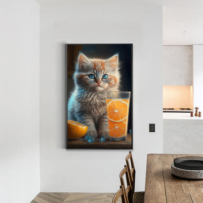 Cat And Orange 30*50Ccm(canvas) full round drill diamond painting