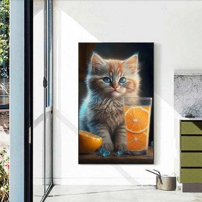 Cat And Orange 30*50Ccm(canvas) full round drill diamond painting