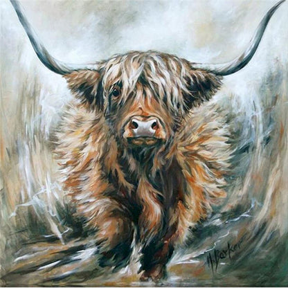 Horned Cow - Full Square Drill Diamond Painting 50*50CM