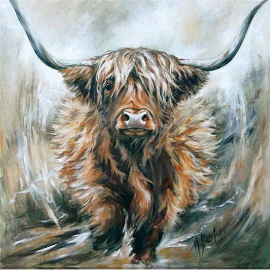 Horned Cow - Full Square Drill Diamond Painting 50*50CM