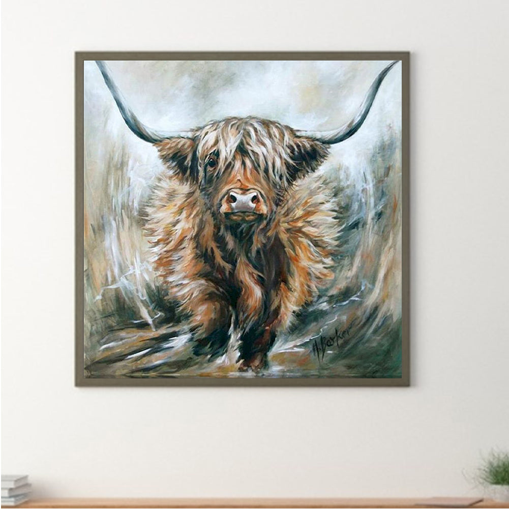 Horned Cow - Full Square Drill Diamond Painting 50*50CM
