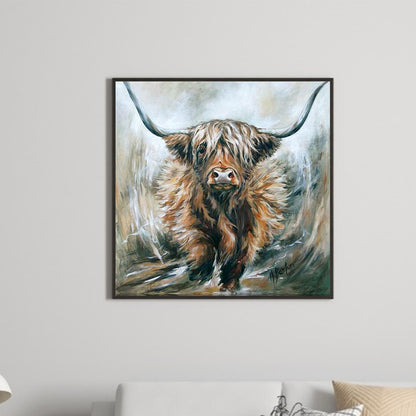 Horned Cow - Full Square Drill Diamond Painting 50*50CM