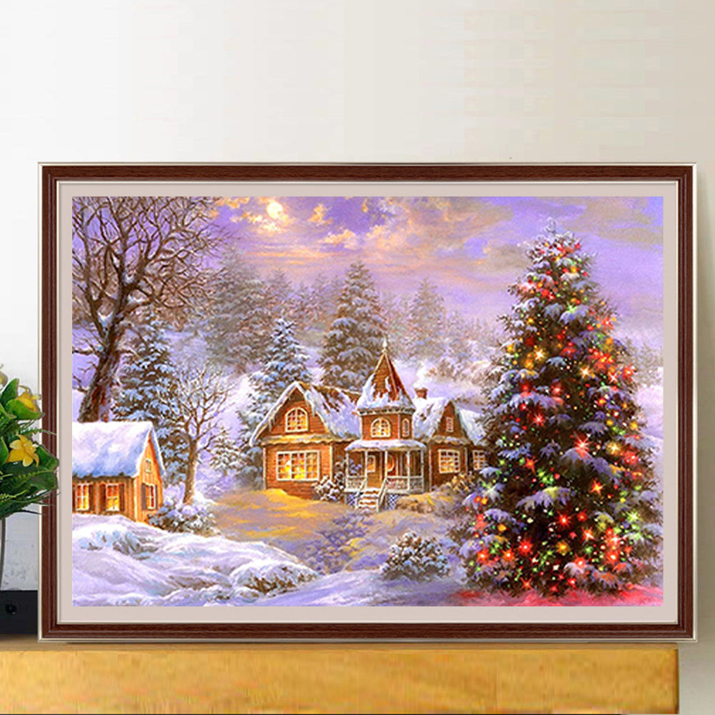 Christmas Snow Scene - Full Square Drill Diamond Painting 50*40CM