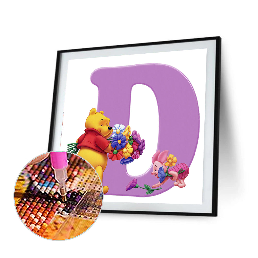 Letter D Winnie The Pooh - Full Square Drill Diamond Painting 30*30CM