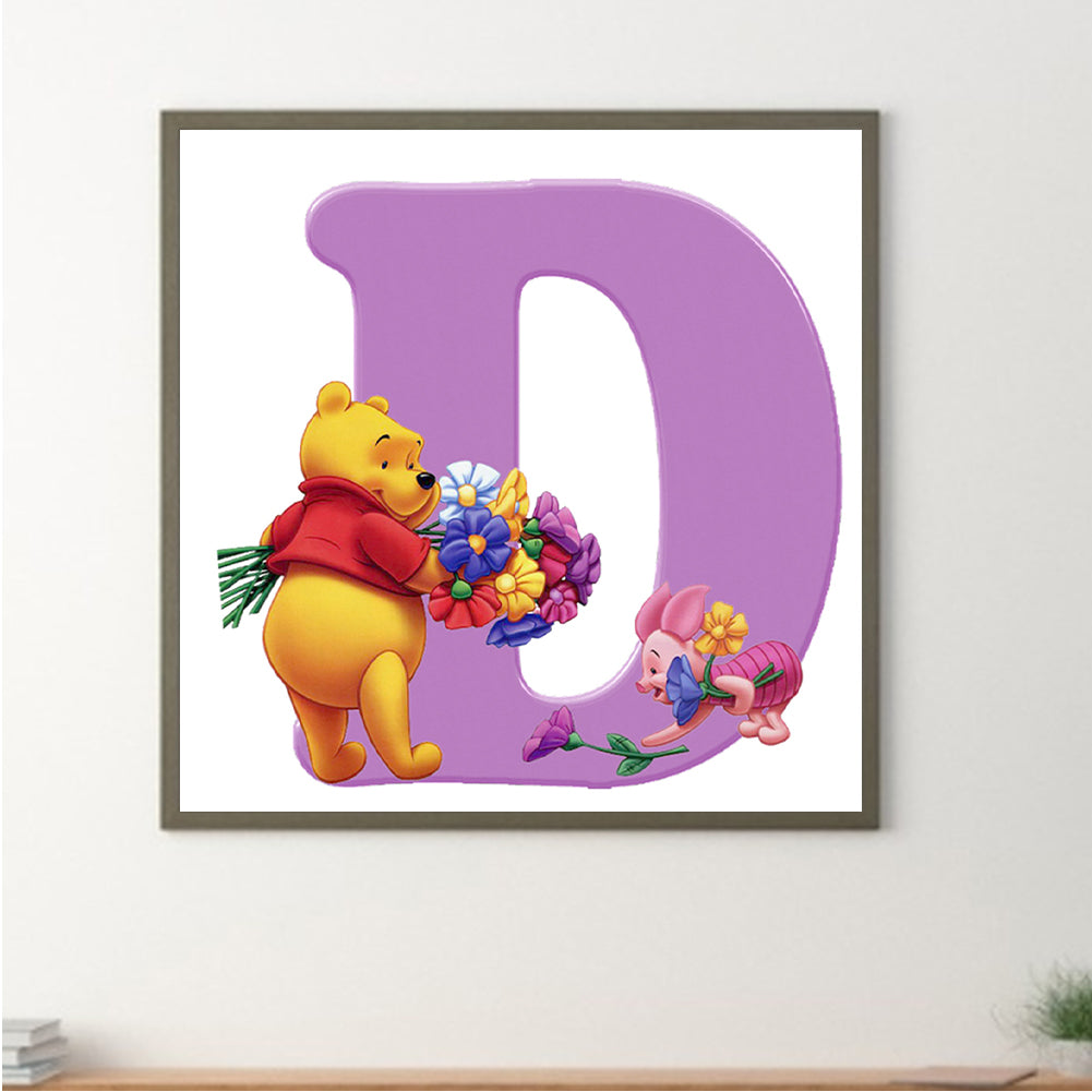 Letter D Winnie The Pooh - Full Square Drill Diamond Painting 30*30CM
