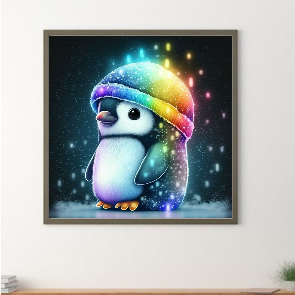 Penguin With Colorful Hat 30*30Ccm(canvas) full round drill diamond painting