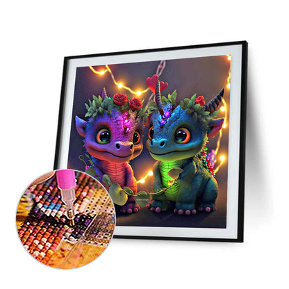 Two Little Dinosaurs 30*30Ccm(canvas) full round drill diamond painting