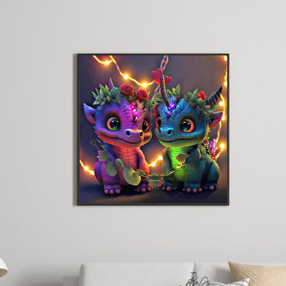 Two Little Dinosaurs 30*30Ccm(canvas) full round drill diamond painting