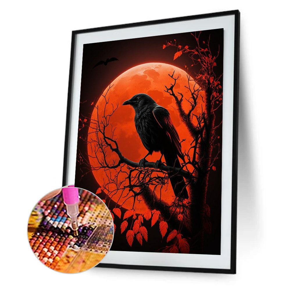 A Resident Crow During A Blood Moon 30*40Ccm(canvas) full round drill diamond painting