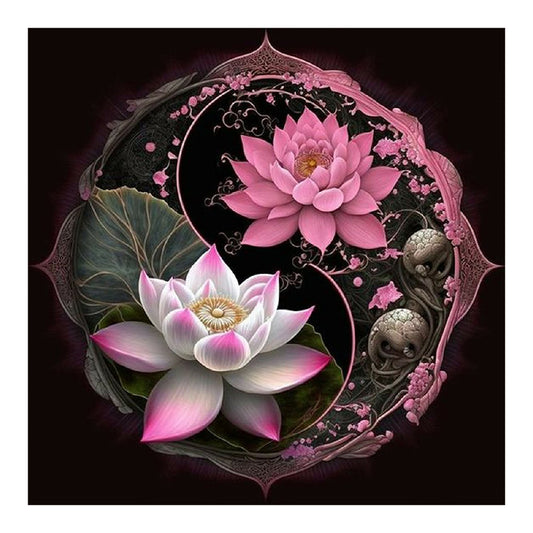 Lotus Yin Yang Diagram - Full Round Drill Diamond Painting 30*30CM