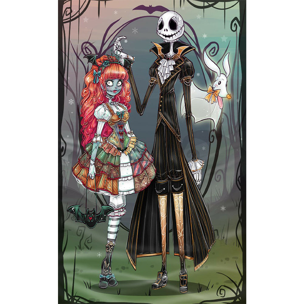 Dark Maiden And Skull - Full Round Drill Diamond Painting 30*50CM